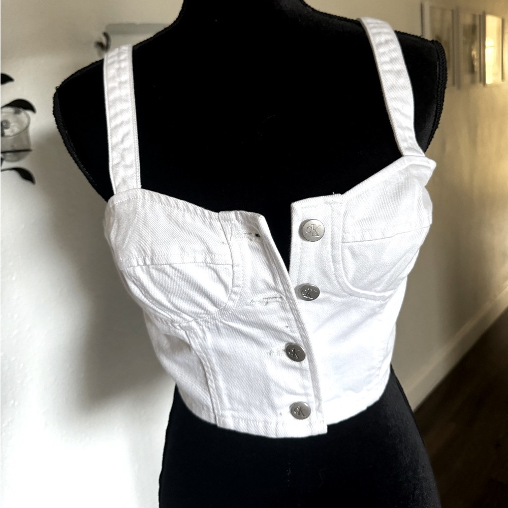 CK denim corset top